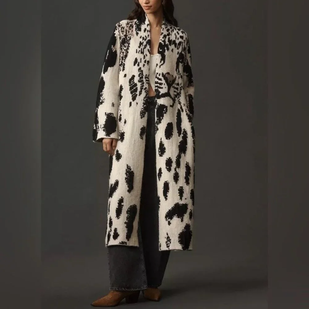 NWT Size XXS/XS - Pilcro Leopard Print Sweater Duster with Pockets (NWT US$ 238) - Picture 4 of 16
